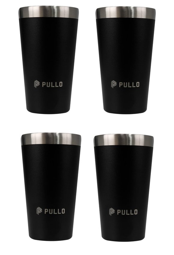 Kit com 4 Copos Térmicos Pullo Fun 480ML Preto