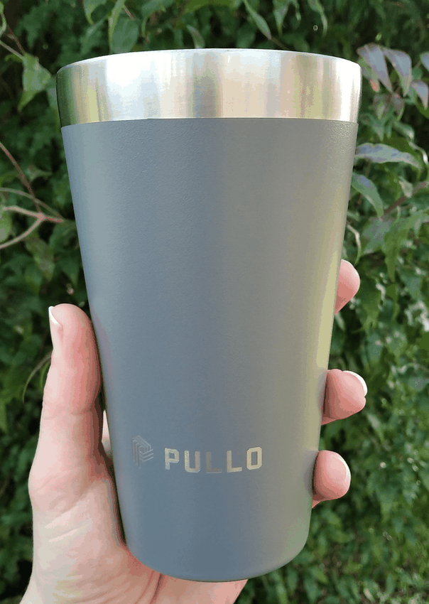 Kit com 4 Copos Térmicos Pullo Fun 480ML Preto e Cinza