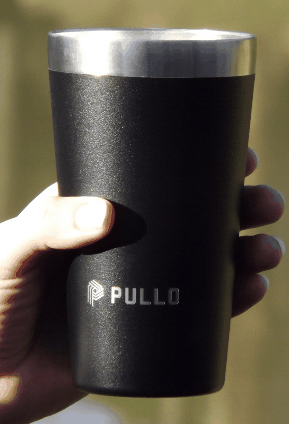 Kit com 4 Copos Térmicos Pullo Fun 480ML Preto e Cinza