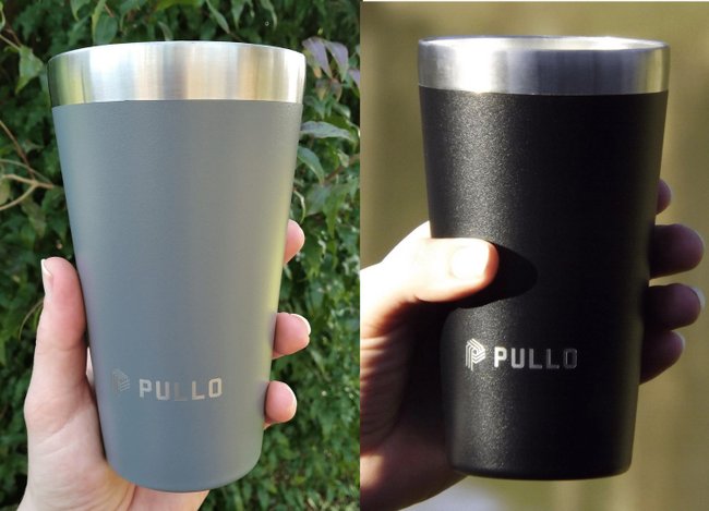 Kit com 4 Copos Térmicos Pullo Fun 480ML Preto e Cinza