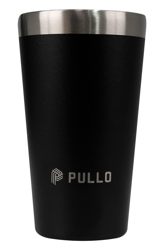 Kit com 4 Copos Térmicos Pullo Fun 480ML Preto e Cinza