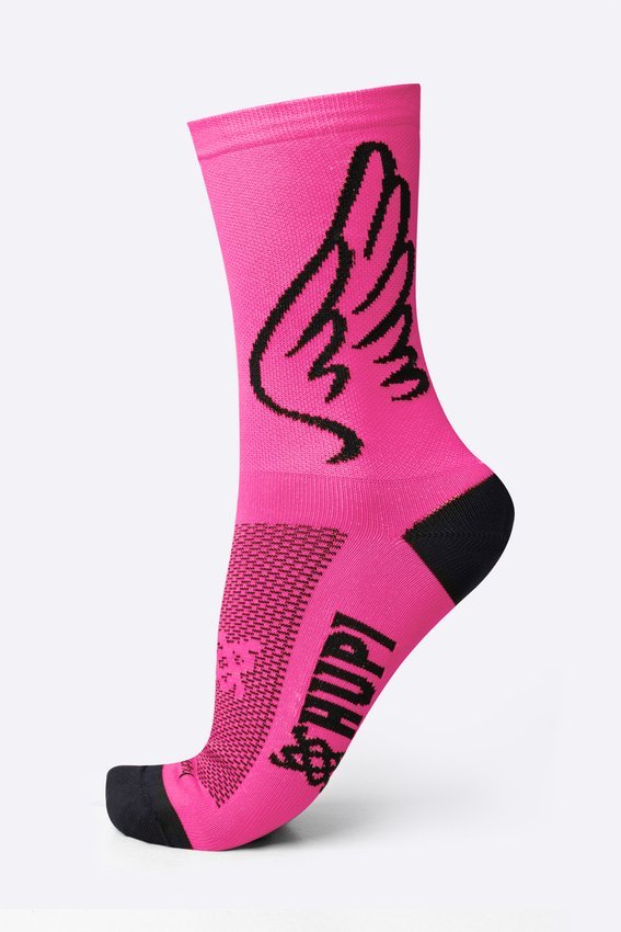 Kit Corrida HUPI Asas Rosa Viseira e Meia