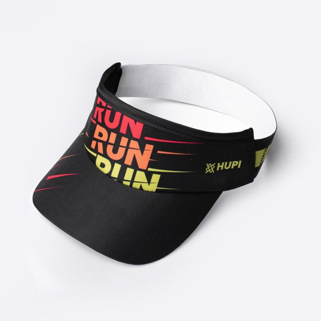 Kit Corrida HUPI Meia Longa e Viseira Run Run Run Preto