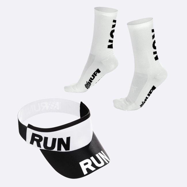Kit Corrida HUPI Viseira e Meia Run Branco