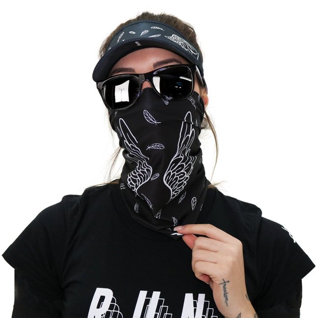 Kit Corrida Viseira e Bandana - Asas Preto