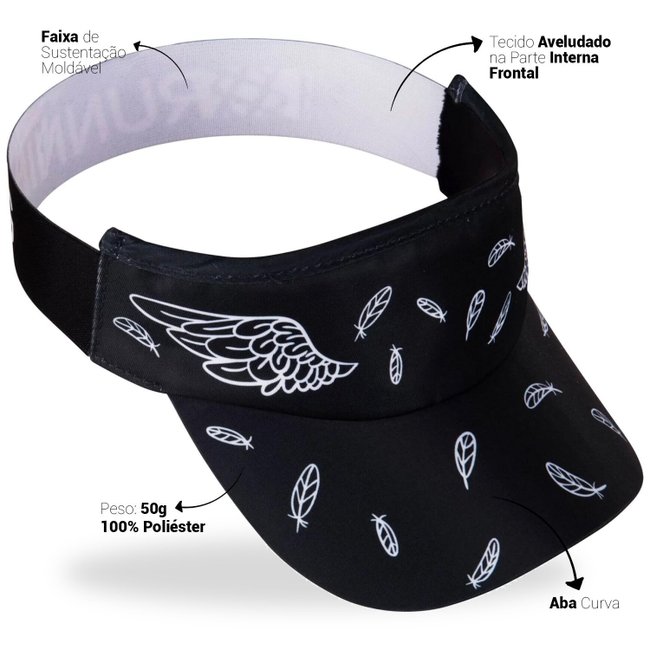 Kit Corrida Viseira e Bandana - Asas Preto