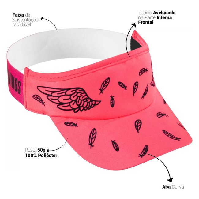 Kit Corrida Viseira e Bandana - Asas Rosa