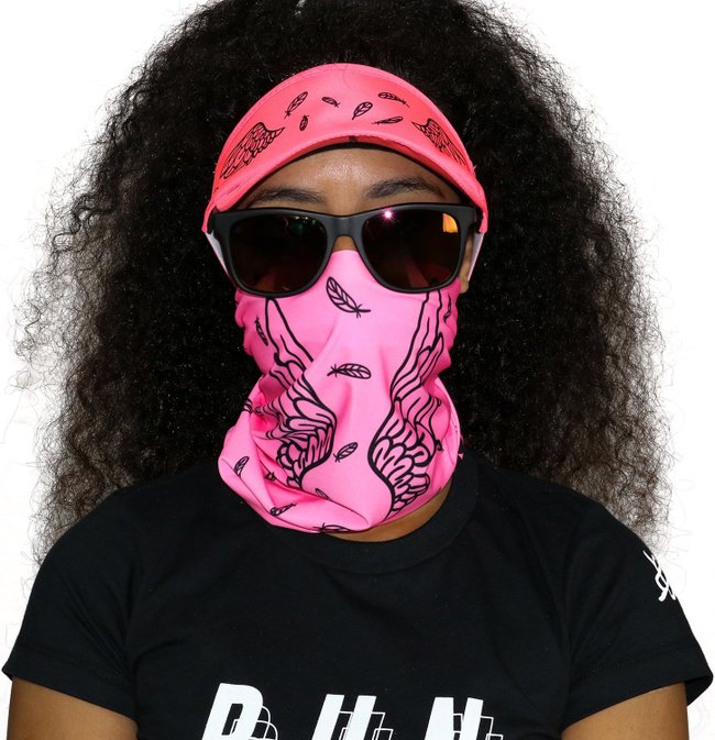 Kit Corrida Viseira e Bandana - Asas Rosa