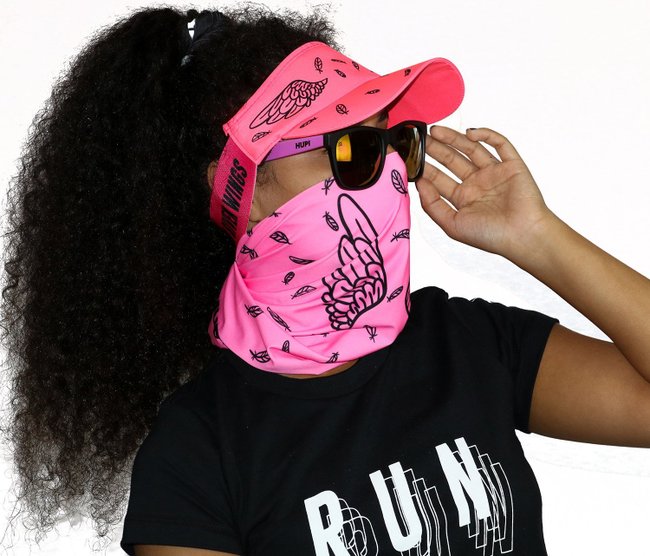 Kit Corrida Viseira e Bandana - Asas Rosa