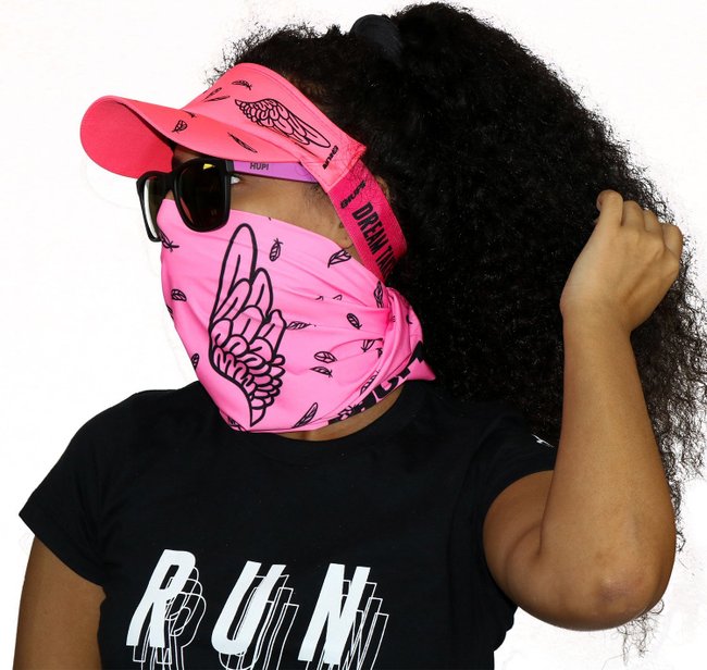 Kit Corrida Viseira e Bandana - Asas Rosa