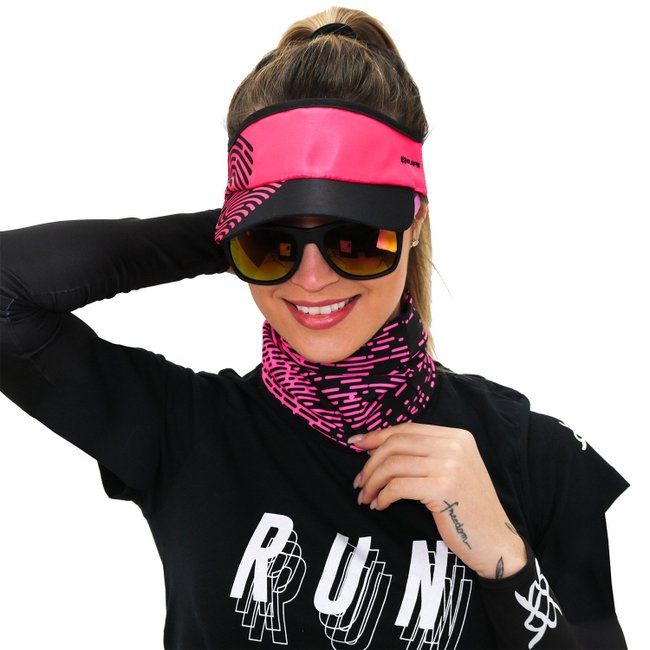 Kit Corrida Viseira e Bandana - Biometria Rosa