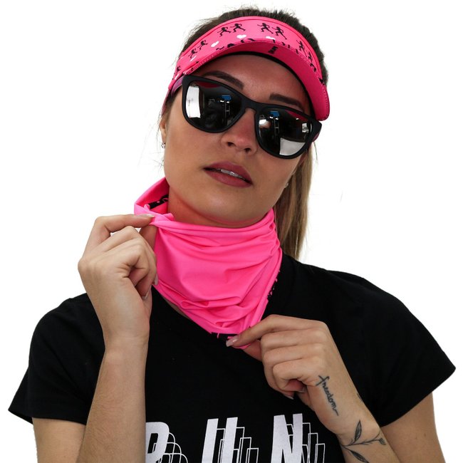 Kit Corrida Viseira e Bandana - Love Run Rosa