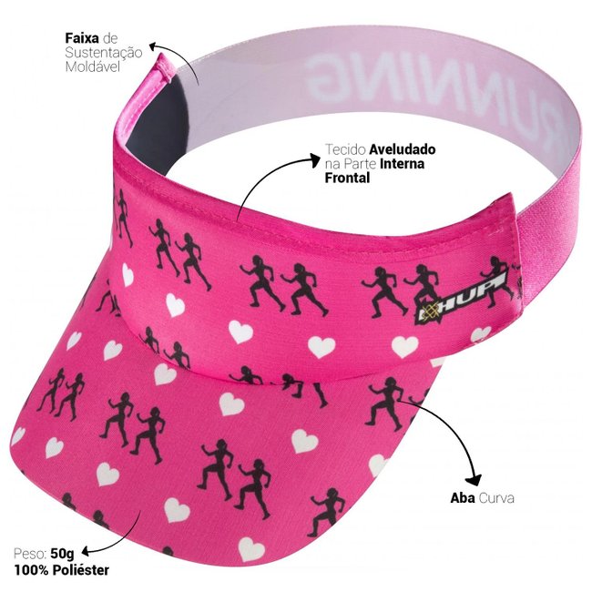 Kit Corrida Viseira e Bandana - Love Run Rosa