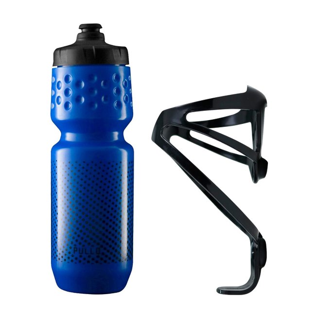 Kit Garrafa Pullo Dota Azul 750ml + Suporte