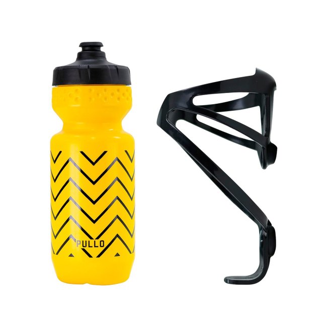 Kit Garrafa Pullo Graffi Amarelo 600ml + Suporte