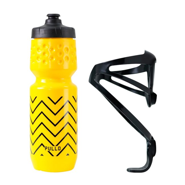 Kit Garrafa Pullo Graffi Amarelo 750ml + Suporte