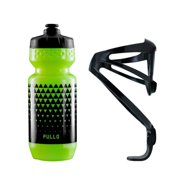 Kit Garrafa Pullo Inca Amarelo Neon 600ml + Suporte