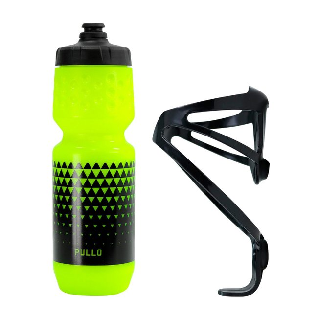 Kit Garrafa Pullo Inca Amarelo Neon 750ml + Suporte