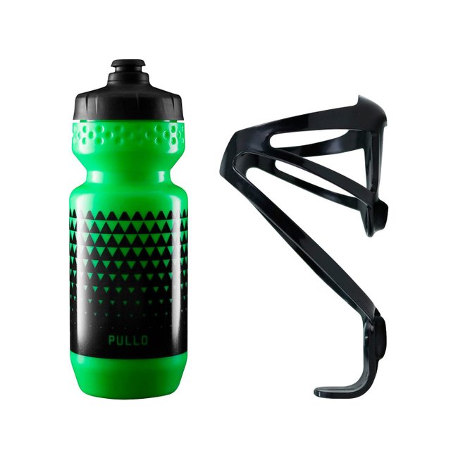 Kit Garrafa Pullo Inca Verde Neon 600ml + Suporte