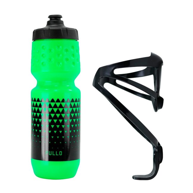 Kit Garrafa Pullo Inca Verde Neon 750ml + Suporte