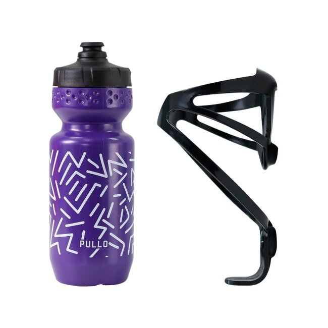 Kit Garrafa Pullo Kos Roxo 600ml + Suporte