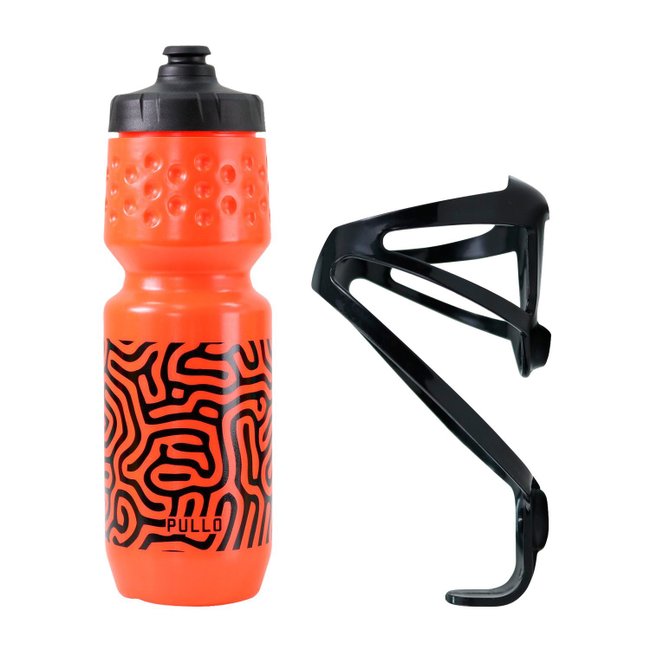 Kit Garrafa Pullo Labirin Laranja 750ml + Suporte