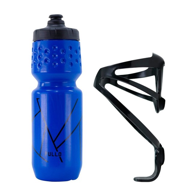 Kit Garrafa Pullo Latta Azul 750ml + Suporte