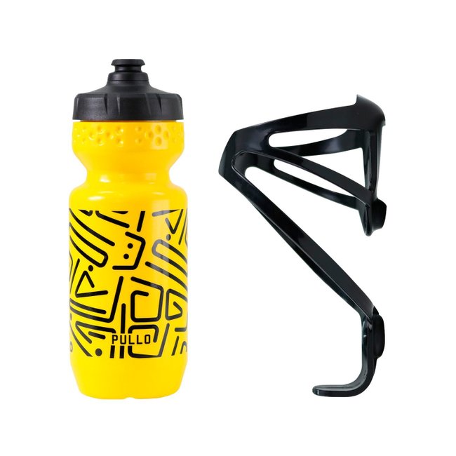 Kit Garrafa Pullo Nazca Amarelo 600ml + Suporte