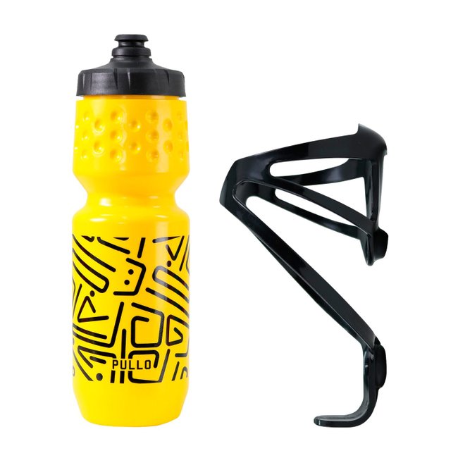 Kit Garrafa Pullo Nazca Amarelo 750ml + Suporte