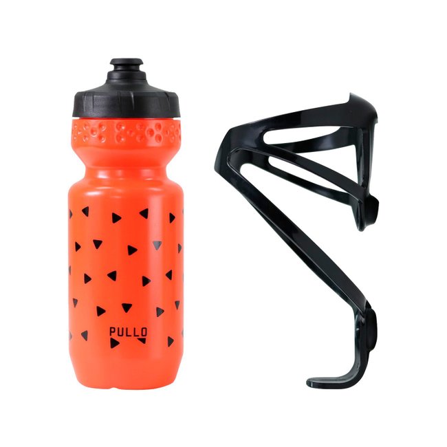 Kit Garrafa Pullo Nuoli Laranja 600ml + Suporte