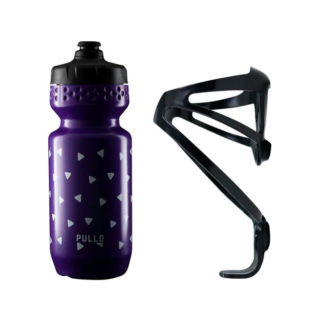 Kit Garrafa Pullo Nuoli Roxo 600ml + Suporte