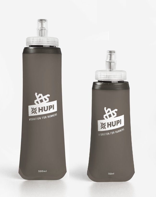 Kit Garrafas Dobráveis Soft Flask HUPI Cinza 350ml + 500ml
