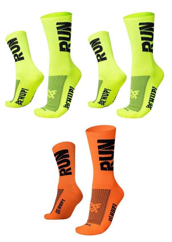 Kit HUPI 3 Meias RUN Amarela e Laranja