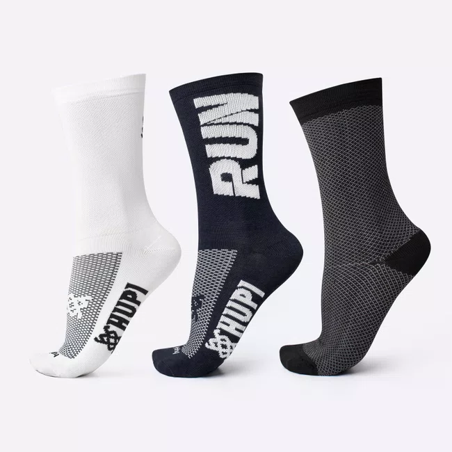 Kit HUPI 3 Meias Cano Médio Preto e Branco