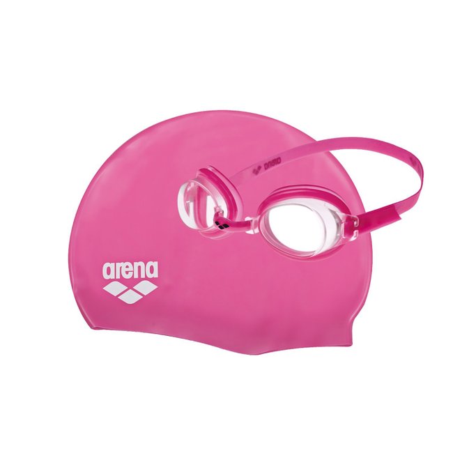 Kit Infantil de Natação Arena Pool Set Óculos e Touca Rosa