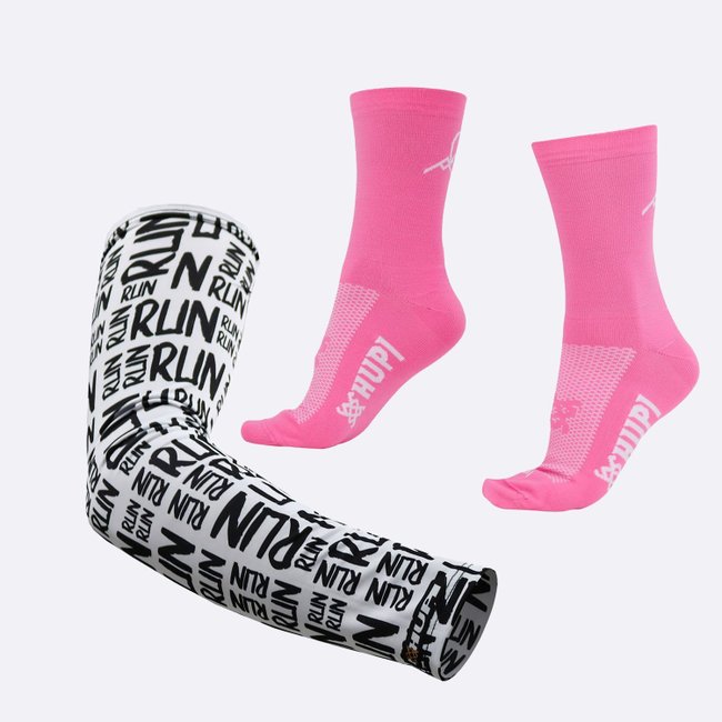 Kit Manguito HUPI Run Branco e Meia HUPI Heaven Rosa