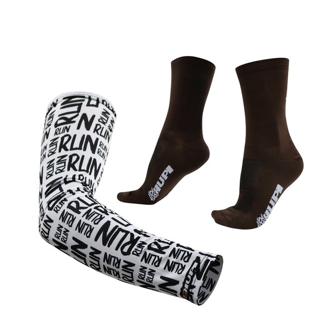 Kit Manguito HUPI Run Branco e Meia HUPI Lisa Dourado