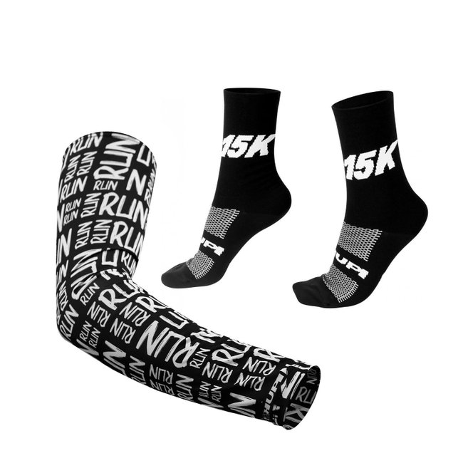 Kit Manguito HUPI Run Preto e Meia HUPI 15K Preto