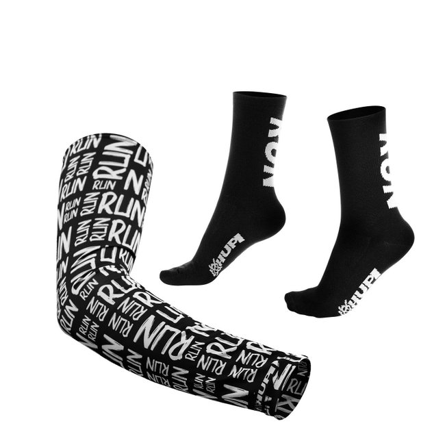 Kit Manguito HUPI Run Preto e Meia HUPI RUN RUN Preto/Branco