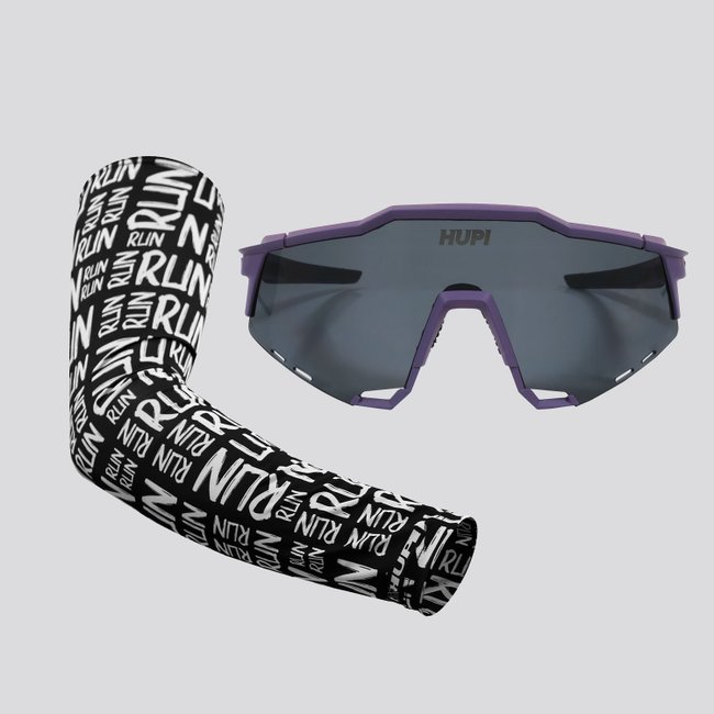 Kit Manguito Preto e Óculos Stelvio Roxo/Preto - Lente Preto