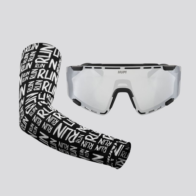 Kit Manguito Preto e Óculos Vapor Preto - Lente Cinza Espelhado