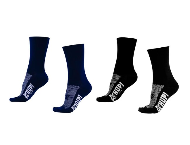 Kit Meia Hupi Corrida Ciclismo com 02 Pares Plus 42 ao 46 Preto e Azul