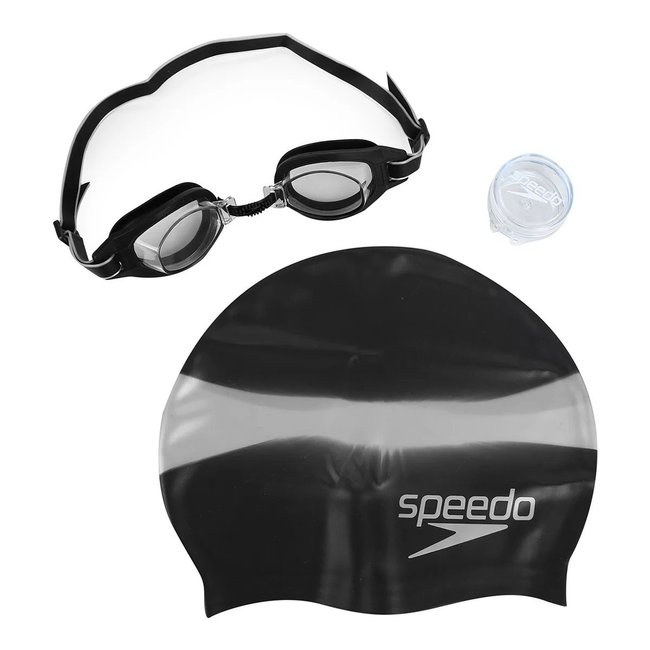 Kit Natação Speedo Óculos e Touca Swim Slc Preto