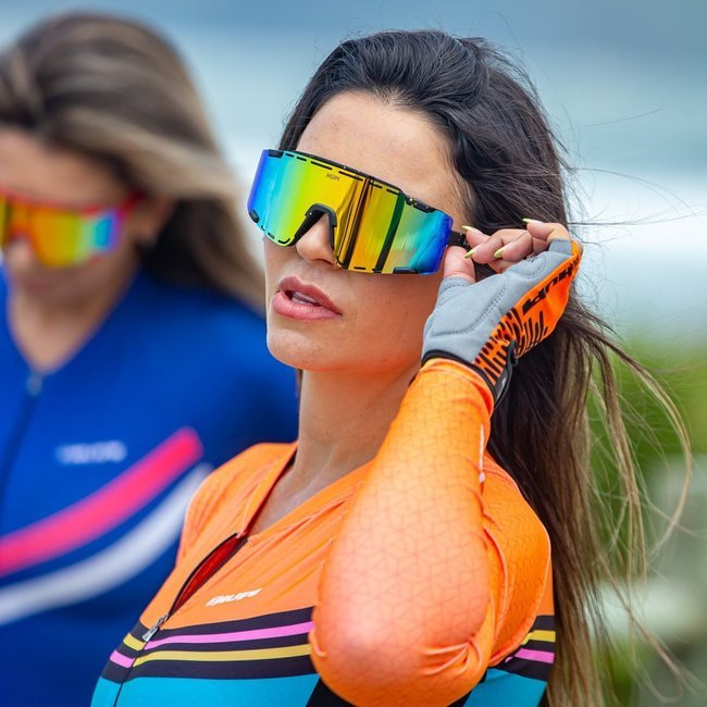 Kit Óculos de Sol HUPI Vapor Preto e Amarelo com 2 Lentes extras