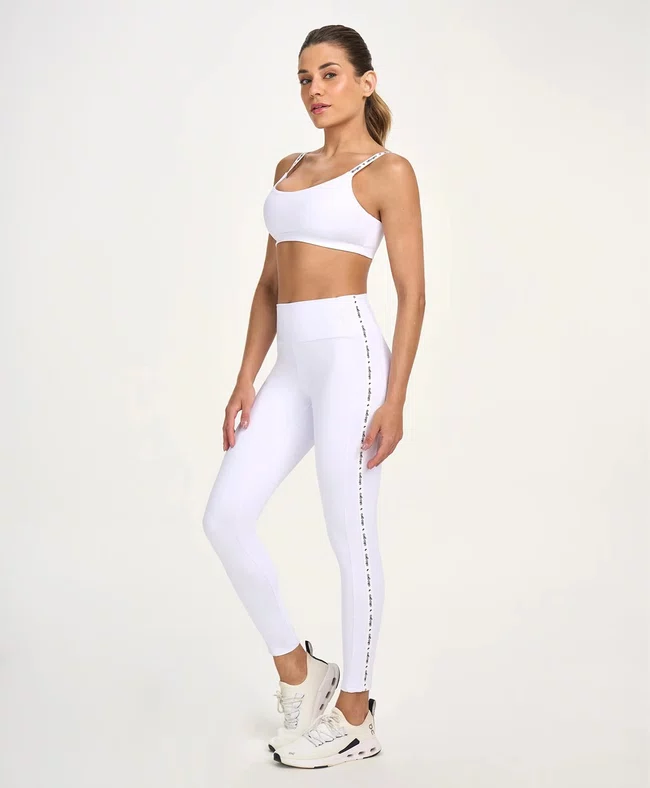 Legging Elástico Personalizado Alto Giro Feminina Branco