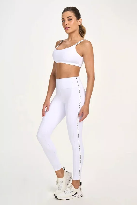 Legging Elástico Personalizado Alto Giro Feminina Branco