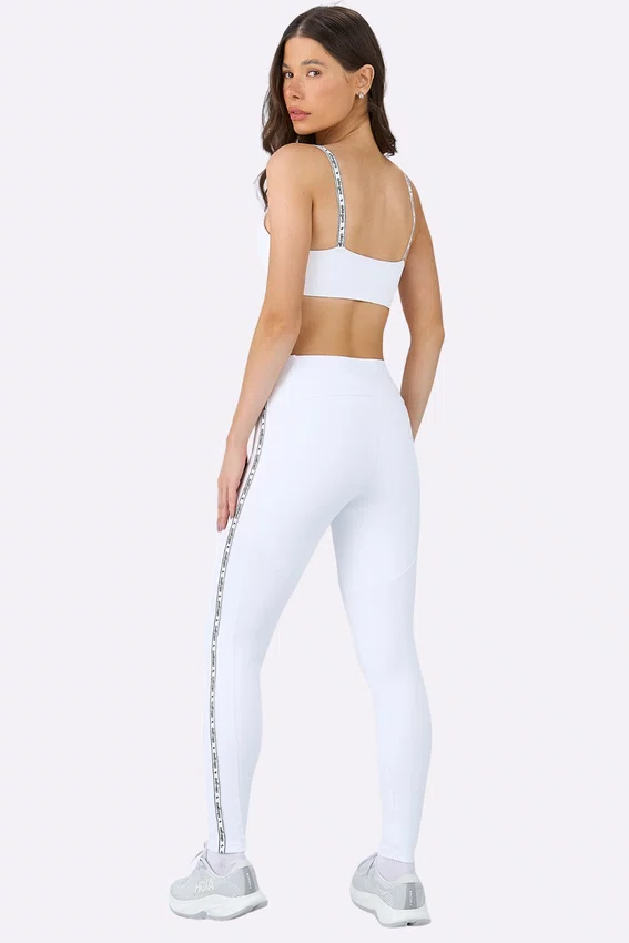 Legging Alto Giro Elástico Personalizado Feminina Branco Óptico