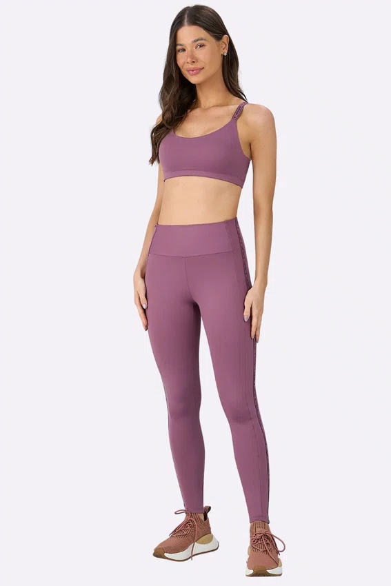 Legging Alto Giro Elástico Personalizado Feminina Roxo Malva