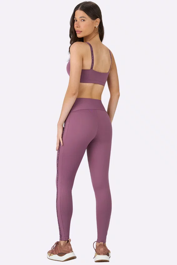 Legging Alto Giro Elástico Personalizado Feminina Roxo Malva