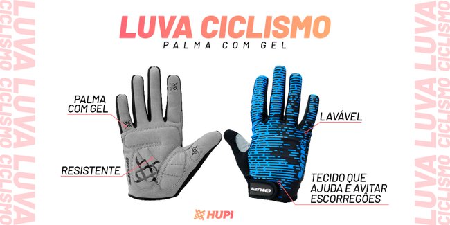 Luva Ciclismo HUPI Dedo Longo Bio Full Azul